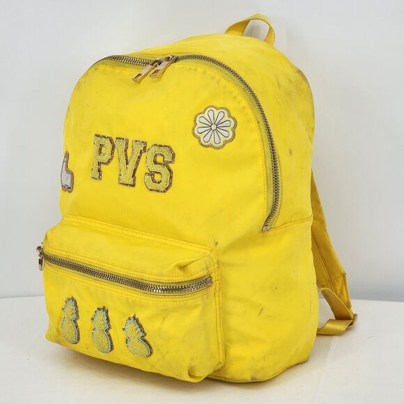 Stoney Clover Lane Bright Yellow Backpack Pineapple Llama Daisy P V S Patch - Picture 2 of 16